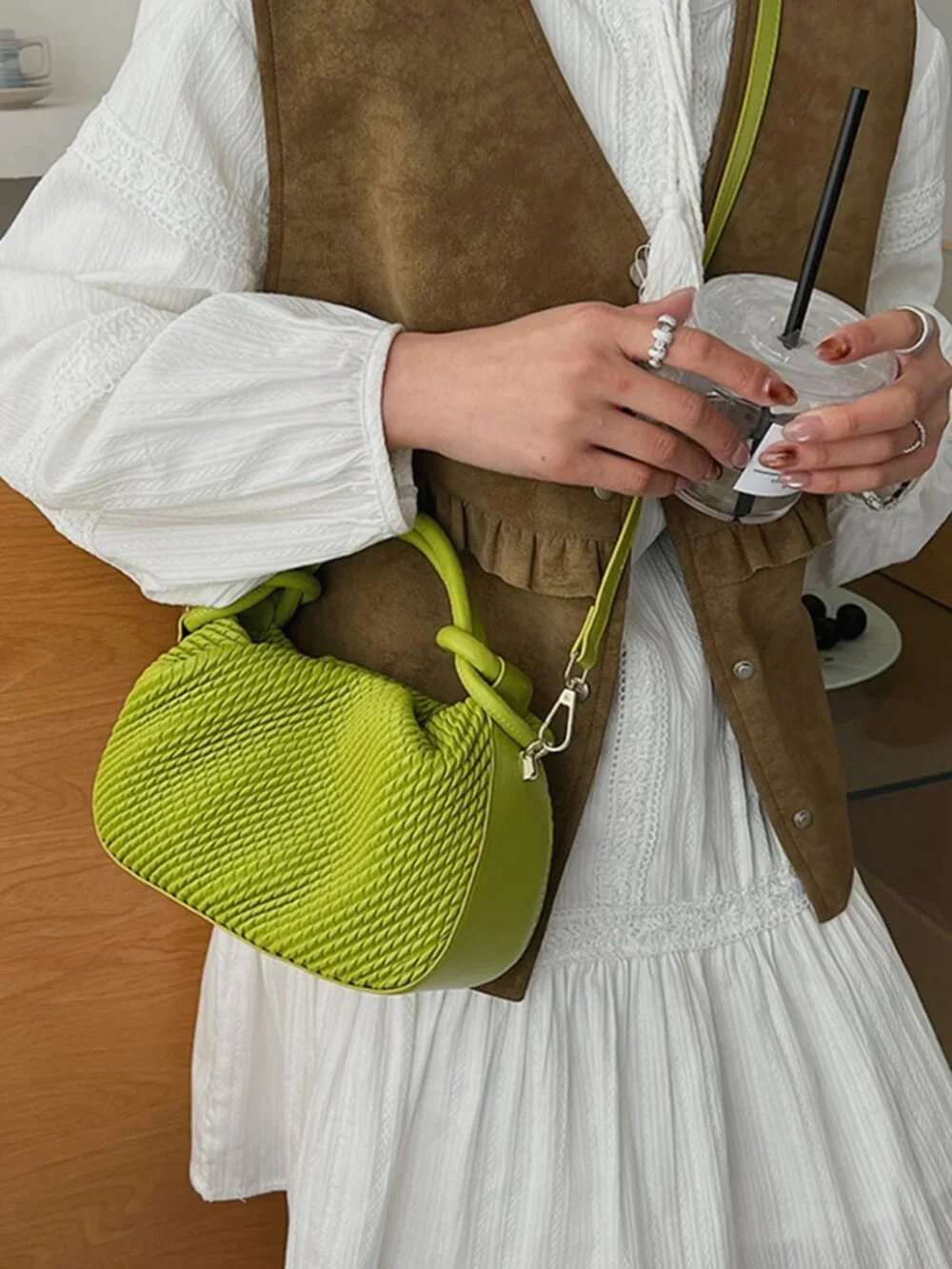 Women's Woven Top Handle Bag | Knotted Mini Handbag | New